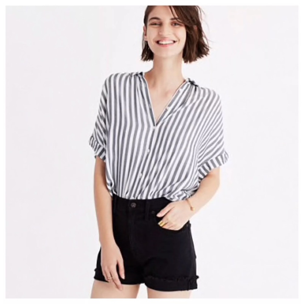 Madewell High-Rise Denim Shorts Washed Black 26